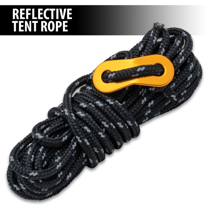 Full image of black NightGuard Reflective Tent Rope.